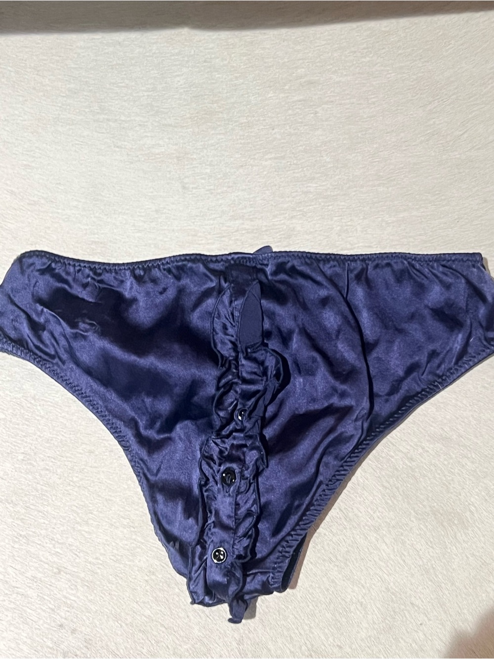 Navy Silk Ruffle-Front Button down Panties